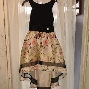 Bonnie Jean Black Dress with Floral Skirt